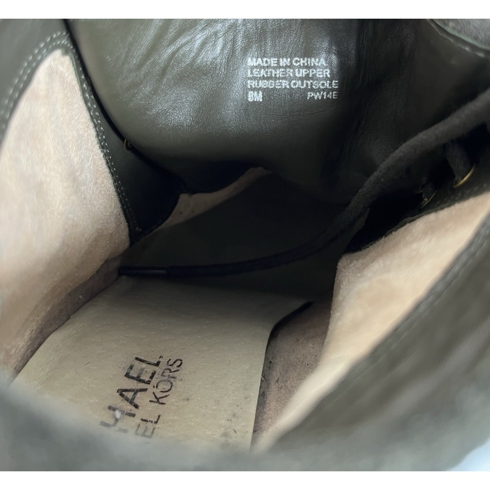 Michael Kors Size 8 Wedge Booties Green Gray Suede Lace-Up Platform Ankle Great! - Picture 8 of 16
